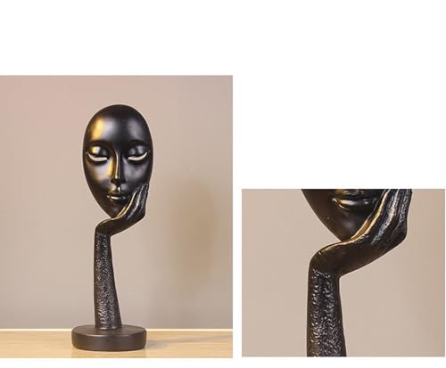 Elegant Abstract Thinking Woman Resin Sculpture - Modern Minimalist Geometric Decor, 7 Colors, 2 Sizes (12" and 15") - Contemporary Art for Living Room and Study (Blue Gold 15 inch) - color: Blue Gold 15 Inch