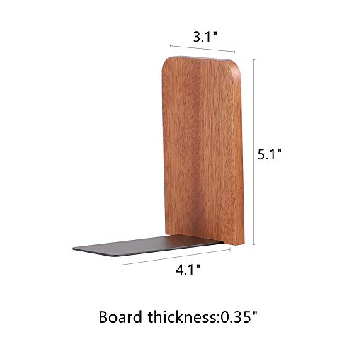 Muso Wood Book Ends for Shelves, Non-Slip Bookends, Heavy Duty Wooden Bookend Support for Books and Movies (Sapele 2 Pairs) - color: Sapele-2 Pairs