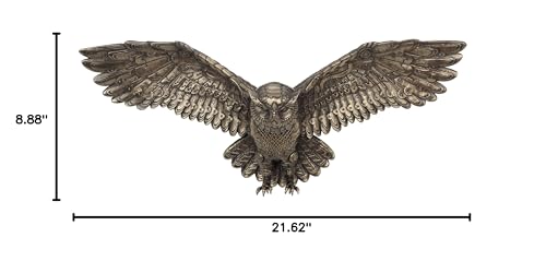 Veronese Design 21 5/8 Inch Steampunk Owl Open Wings Cold Cast Resin Bronze Finish Animal Wall Sculpture Plaque