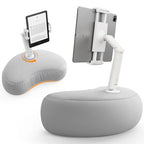 SAIJI Tablet Pillow Stand for Bed – iPad & Kindle Holder with Flexible Dual Axis Arm & Microbead Cushion, 360° Adjustable Lap Beanbag Phone Holder Fits Devices with 4.7"–15.6" Screens (Gray) - color: Gray