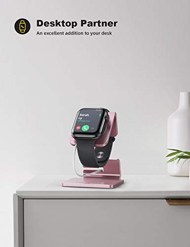 Lamicall Apple Watch Accessories Watch Stand - Desk Charging Stand Holder, Stand Holder Charging Dock Station, Accessories Gift Compatible with iWatch Series SE, Ultra, Series 11/10/9/8/7/6/5/4/3/2/1 - color: Rose Gold