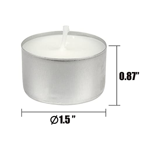 Stonebriar 100 Pack Unscented 8 Hour Extended Burn Time Tea Light Candles, White, 100 Count