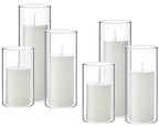 Shihanee Set of 6 Pillar Candles with Glass Cylinder Vases Clear Cylinder Hurricane Candleholders for Slim Tall Pillar Candles Wedding Table Centerpieces(2.6'' X 4.7'', 5.9'', 7.9'',White) - color: White, size: 2.6'' X 4.7'', 5.9'', 7.9''