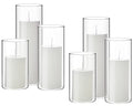 Shihanee Set of 6 Pillar Candles with Glass Cylinder Vases Clear Cylinder Hurricane Candleholders for Slim Tall Pillar Candles Wedding Table Centerpieces(2.6'' X 4.7'', 5.9'', 7.9'',White) - color: White, size: 2.6'' X 4.7'', 5.9'', 7.9''