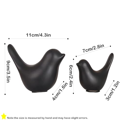 Small Animal Statues, Black Bird Figurines Home Decor, Modern Home Decorative, Ceramic Decor for Office Desktop, Bookshelf, Bedroom, Living Room, Cabinets, Coffee Table(Black 2 Pcs) - color: Black