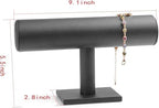 ChezMax Necklace Jewelry Display Jewelry Stand Hovering T-Bar Bracelet Holder for Home Organization - color: B-Black Leatherette-2PCS