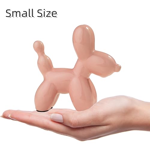 Small Balloon Dog Statue Decor, Modern Ceramic Animal Statues Decorative Ornaments for Living Room Bedroom Bookshelf Coffe Table and Office Display (Pink) - color: Pink