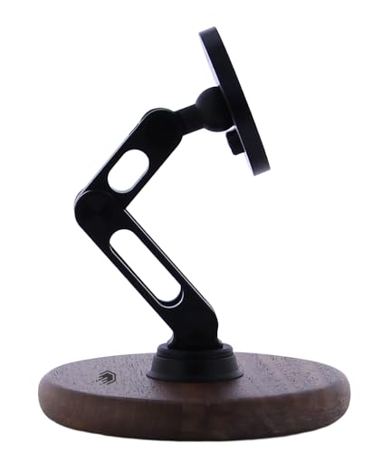 ClikDock Cell Phone Magnetic Wireless Charger Stand, 360° Spin, Aluminum Construction, Compatible with MagSafe Phones for iPhone & Andriod (Walnut Wood) - color: Walnut Wood