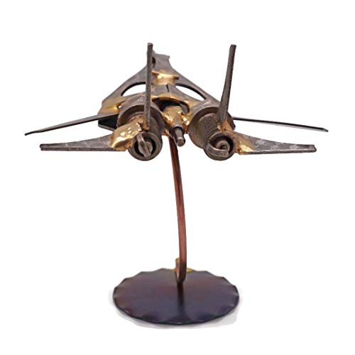 Jet Fighter Collectible Handmade Metal Art Figurine, Desk Accessories, Trophy, Boss Gift, Home Office Décor, Airplane - style: Jet Fighter