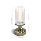 Brass Hurricane Candle Holder with Glass Lid, Anti-Tip Pillar Candle Holder for Wedding Dining Party Table Centerpiece, Elegant Home Decor