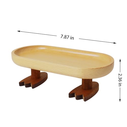 Wood Key Tray for Entryway Table, Key Bowl, Jewelry Tray, Valet Tray with 2 Cute Duck Feet, for Rings, Wallet, Watch, Remote, Coin, Bracelets - size: Rectangle