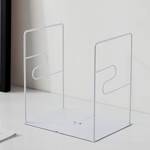 Minimalist Style Bookends Metal Adjustable Books Holder Stand Book Rack Desk Bookend - Z line, White - color: Z Line, White