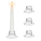 Hewory Glass Taper Candle Holders: 4 PCS Candlestick Holders Clear Short Tapered Candle Holder Set - Candle Stick Holder Decor for Table Centerpiece Wedding Party Advent Christmas Home Decorations