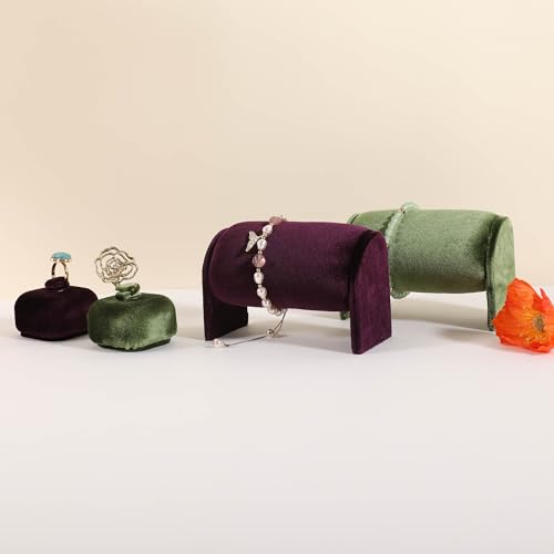 Velvet Watch Display Stand for Selling, Bracelet Storage Organizer for Boutique Store, Woman Jewelry Bangle Holder for Home Decor【Purple】 - color: Purple