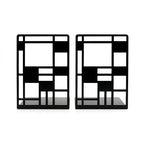 Metal Bookends for Shelves, Black Abstract Art Design Book Ends for Heavy Books, 1 Pair, 6.42x4.72x3.94 Inch, Anti-Slip Heavy Duty Book Dividers