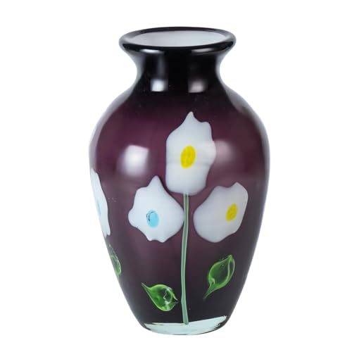 KAMMAK Colored Glass Vase, Beautiful Hand Blown Decorative Vase, Modern Art Vase for Flower Mantle Dining Table Centerpiece, Entryway Living Room Wedding Decoration (JG2076) - style: JG02076