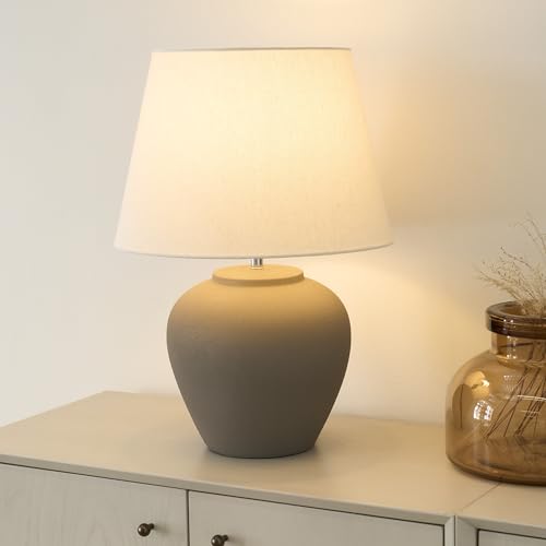 Nourison Home 20" Brown Matte Ceramic Table Lamp with Fabric Shade, Bedside Nightstand Lamp for Bedroom, Living Room, Entryway - color: Brown