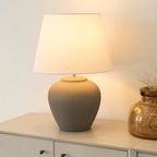 Nourison Home 20" Brown Matte Ceramic Table Lamp with Fabric Shade, Bedside Nightstand Lamp for Bedroom, Living Room, Entryway - color: Brown