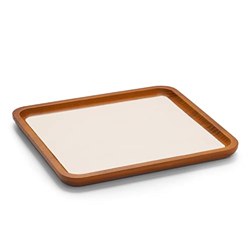 Oirlv Solid Wood Jewelry Tray Jewelry Display Holder Showcase Jewelry Display Organizer (Large, Creamy-white) - color: Creamy-white, size: 13.78"x 9.45"x 0.59"