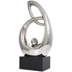 Deco 79 Ceramic Abstract Decorative Sculpture Looped Home Decor Statue with Black Block Base, Accent Figurine 14" x 7" x 25", Silver - size: 14" x 7" x 25"