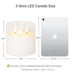 Eywamage 3 Wick Clear Glass Flameless Candle with Remote, Large Flickering LED Battery Pillar Candle Φ 6" H 6" - color: Clear Glass