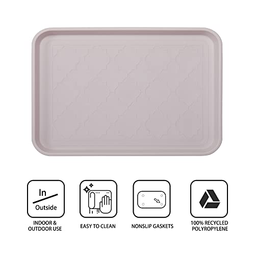 WATANIYA PET Boot Tray and Multi-Purpose Mat, 2 Packs in 16.7"x12.8", Waterproof, Raised Edge for Boots, Shoes and Pets Indoor/Outdoor - color: Milky, size: (2Pack) 16.7''x 12.8''