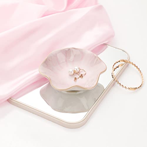 Binoster Ceramic Leaf Jewelry Dish, Pink Key Tray, Modern Jewelry Holder, Small Ring Dish, Trinket Tray, Nightstand Decor Room Decor - color: Pink, size: 4.3 inches