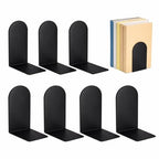 Chunful 6 Pcs Modern Metal Book Ends for Shelves Small Bookends Book Shelf Organizer Minimalist Design Stopper to Hold Books for Home Office (Black, 5.5 * 3.75 * 2.25inch)