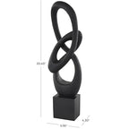 Deco 79 Polystone Abstract Decorative Sculpture Intertwined Loop Home Decor Statue with Block Base, Accent Figurine 6" x 4" x 20", Black - size: 6" x 4" x 20"
