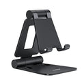 Nulaxy Dual Folding Cell Phone Stand, Fully Adjustable Foldable Desktop Phone Holder Cradle Dock Compatible with iPhone 17 16 15 14 13 12 11 Pro Max Xs Xr X 8, Nintendo Switch, All Phones - color: A-Black