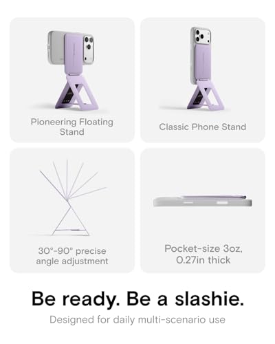 MOFT Phone Tripod Stand Selfie Stick for iPhone, Multi-Angles iPhone Stand, Lightweight & Portable Phone Holder, Strong Magnets, MOVAS Vegan Leather, Travel Essentials, Peony (Without Card Slot) - color: Peony x Without Card Slot, size: Wthout Card Slot -