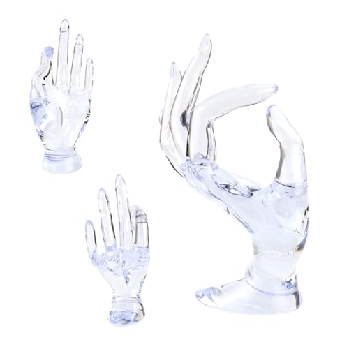 yuntop 1 Pack Hand Form Ring Holder Mannequin Hand Jewelry Organizer Stand Watch Stand Bracelet Ring Support Aesthetic Rack (Clear) - color: Clear