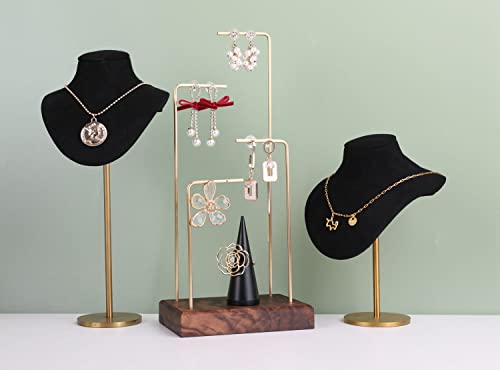 GemeShou 2pcs Black Ring Display - Wedding Ring Holder for Nightstand, 2" & 3.1" Heights - color: Black