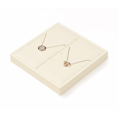 Oirlv Microfiber Jewelry Pendant Display Tray Jewelry Necklace Organizer Display Tray(Beige) - color: 8 Necklaces P13404