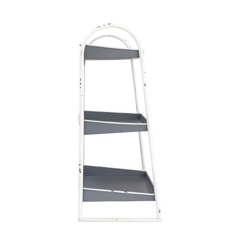 Creative Co-Op Heavily Distressed 3-Tier Metal Tray with White Frame & Rim, Grey - color: Grey