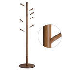 VASAGLE Solid Wood Coat Rack, Free Standing Hall Coat Tree with 7 Hooks, 3 Height Options, for Coats, Hats, Bags, Purses, for Entryway, Hallway, Rubberwood Hooks and Pole, Dark Walnut URCR07WN - color: Dark Walnut, style: Round Base + Spherical Hooks
