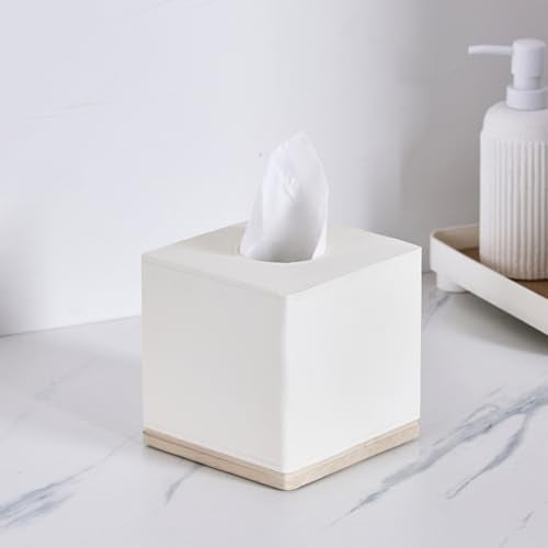 Tissue Box Cover Square Resin Tissue Holder for Home Decor,Hand Carved Beige Leather Cube Tissue Box Holder – 5.5 Inch Heavy Duty Luxury Tissue Box Case for Bathroom, Living Room, Office - color: D-beige