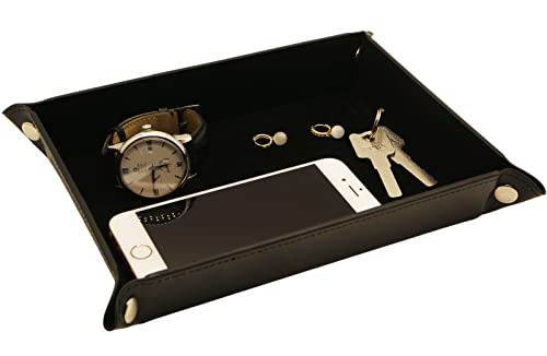 Valet Organizer - Catchall Tray for Jewelry, Wallets, Watches, Keys, Coins, Phones, Glasses - Perfect for Nightstand, Desk, Entryway - color: Black