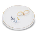 Personalized Ceramic Ring Dish, Initial Jewelry Tray for Rings, Earrings, Necklaces & Bracelets, Gift for Engagements, Birthdays, Holidays, Mom, Sister, Bridesmaid, Bride-to-Be, 4" Ring Plate - color: L