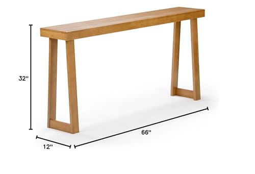 Plank+Beam Solid Wood Console Table, 66 Inch, Sofa Table, Narrow Entryway Table for Hallway, Behind The Couch, Living Room, Foyer, Easy Assembly, Pecan - color: Pecan, size: 66" Console Table