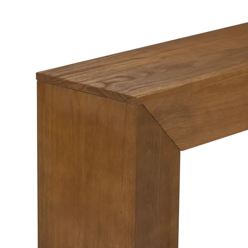 Plank+Beam Grande 56” Console Table with Bottom Shelf, Solid Pine Wood Entryway & Sofa Table, Pecan Wirebrush Finish - color: Pecan Wirebrush, size: 56 Inch with Shelf