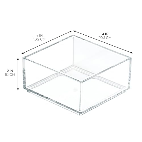 iDesign Clarity Plastic Drawer Organizer, Storage Container for Kitchen Gadgets, Corks, Sticky-Notes, Clips in Pantry, Cabinets, Countertops, 4" x 4" x 2" - Clear,X-Small - size: XS