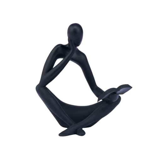 "Reading Woman Thinker Sculpture is a Modern Abstract Decorative piece, a Favorite Among Book Lovers and Thinkers, Suitable for Placement in Living Rooms, Offices, and bedrooms. (Black B) - color: Black B