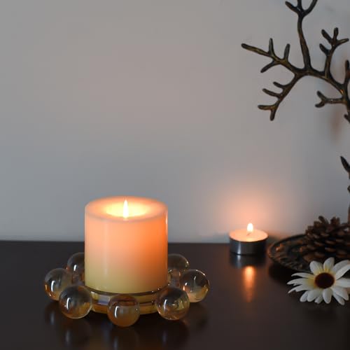 Crystal Candle Holders Pillar Candlestick Decorations for Home Party Dinner Christmas, Suitable for Large Cylindrical Candles, Champagne Color - color: Champagne Color