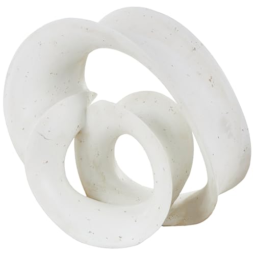 Deco 79 Polystone Abstract Decorative Sculpture Wavy Shaped Home Decor Statue with Cutouts and Speckled Texturing, Accent Figurine 20" x 11" x 17", White - size: 20" x 11" x 17"