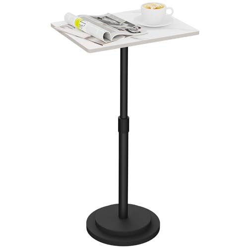 Small Side Table, Height Adjustable Nightstand, Square Indoor Metal Plant Stand, for Living Room, Bedroom, Office, Bathroom, 1 Pack, White, GBZ001RW-1 - color: White, size: Rectangle