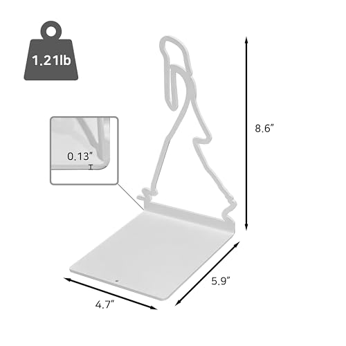 ALUA - Metal Bookend Modern Line Art Design Heavy-Duty and Scratch-Resistant Space-Saving Organizer (D, White)