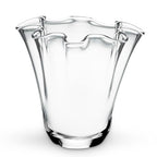CYS EXCEL Clear Glass 3D Flower with Ruffle Rim Wavy Bouquet Trumpet Vase Unique Modern Home Décor Centerpieces Hurricane Floating Candle Holder
