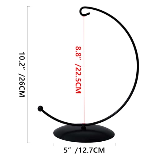 YY YEARCHY Large Ornament Display Stand for Hanging Glass Globe Ball Air Plant Flower Holder Metal Round Decorative (1, Black, 10.2"x5") - size: 10.2"x5"