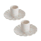 Ceramic Taper Candle Holders for Table Centerpiece, Decorative Candlestick Holders for Home Wedding Party, Housewarming Gifts,Pack of 2 (Round Shape)